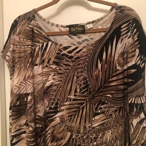 Bob Mackie South Seas Feather Print Maxi Dress